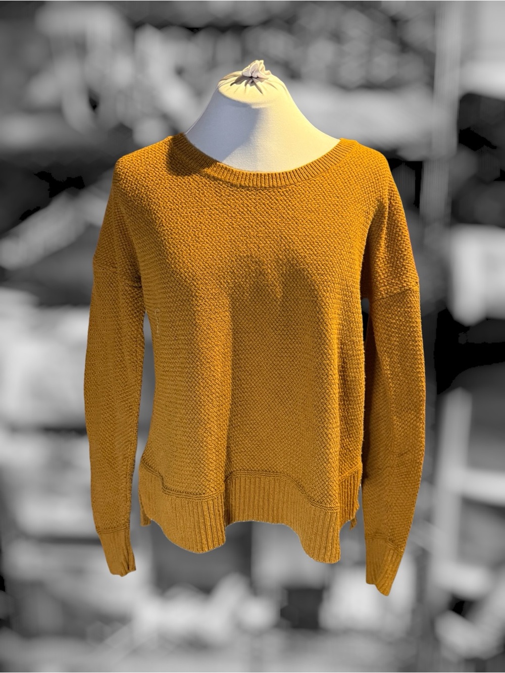 Madewell Mustard Brown Scoop Neck Knit Sweater